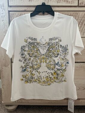 Short-Sleeve yellow Butterfly Floral Graphic Tee